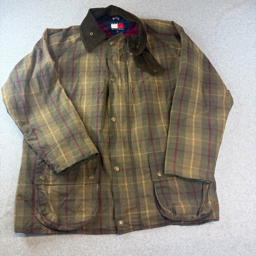 Vintage Tommy Hilfiger Plaid Field Jacket Made in Great Britain Green XL